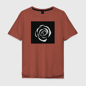 Мужская футболка хлопок Oversize с принтом Rose , 100% хлопок | свободный крой, круглый ворот, “спинка” длиннее передней части | black | carbon | flower | rose | модненько | прикольненько | цветочек