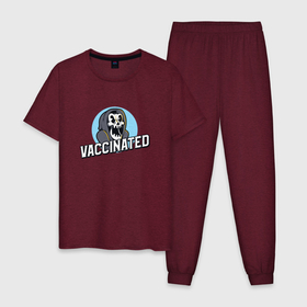 Мужская пижама хлопок с принтом Vaccinated в Белгороде, 100% хлопок | брюки и футболка прямого кроя, без карманов, на брюках мягкая резинка на поясе и по низу штанин
 | coronavirus | covid19 | virus | вакцина | вакцинация | вирус | грипп | заражение | здоровье | иммунитет | инфекция | карантин | корона | коронавирус | маска | пандемия | прививка | самоизоляция | спутник