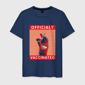 Мужская футболка хлопок с принтом Официально вакцинирован , 100% хлопок | прямой крой, круглый вырез горловины, длина до линии бедер, слегка спущенное плечо. | coronavirus | covid19 | virus | вакцина | вакцинация | вирус | грипп | заражение | здоровье | иммунитет | инфекция | карантин | корона | коронавирус | маска | пандемия | прививка | самоизоляция | спутник