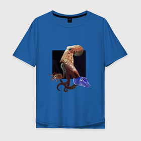 Мужская футболка хлопок Oversize с принтом Осьминожки в Екатеринбурге, 100% хлопок | свободный крой, круглый ворот, “спинка” длиннее передней части | арт | дикие животные | дикие звери | животное | животные | море | морские животные | осьминог осьминоги | природа | рисунок