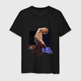 Мужская футболка хлопок с принтом Осьминожки в Тюмени, 100% хлопок | прямой крой, круглый вырез горловины, длина до линии бедер, слегка спущенное плечо. | арт | дикие животные | дикие звери | животное | животные | море | морские животные | осьминог осьминоги | природа | рисунок