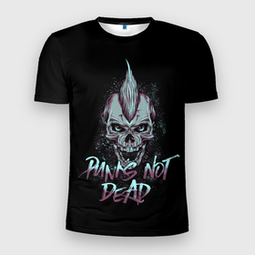 Мужская футболка 3D спортивная с принтом Панк скелет , 100% полиэстер с улучшенными характеристиками | приталенный силуэт, круглая горловина, широкие плечи, сужается к линии бедра | alternative | music | punk | punks not dead | rock | альтернатива | музыка | панк | панки не умерают | панкс нот дэд | рок