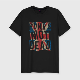 Мужская футболка хлопок Slim с принтом Punks not dead , 92% хлопок, 8% лайкра | приталенный силуэт, круглый вырез ворота, длина до линии бедра, короткий рукав | alternative | music | punk | punks not dead | rock | альтернатива | музыка | панк | панки не умерают | панкс нот дэд | рок