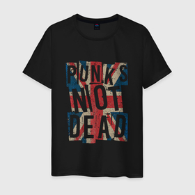 Мужская футболка хлопок с принтом Punks not dead в Курске, 100% хлопок | прямой крой, круглый вырез горловины, длина до линии бедер, слегка спущенное плечо. | alternative | music | punk | punks not dead | rock | альтернатива | музыка | панк | панки не умерают | панкс нот дэд | рок