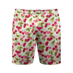 Мужские шорты спортивные с принтом Спелая вишня  в Тюмени,  |  | вишня | детский | красные ягоды | летний узор | лето | малышам | ретро | сад | ягоды