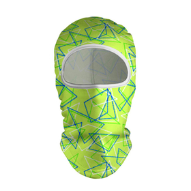 Балаклава 3D с принтом Абстрактный неоновый зеленый в Екатеринбурге, 100% полиэстер, ткань с особыми свойствами — Activecool | плотность 150–180 г/м2; хорошо тянется, но при этом сохраняет форму. Закрывает шею, вокруг отверстия для глаз кайма. Единый размер | абстрактный | геометрический | детский | зеленый | летний | неоновый | ретро | треугольники