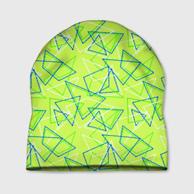 Шапка 3D с принтом Абстрактный неоновый зеленый в Курске, 100% полиэстер | универсальный размер, печать по всей поверхности изделия | Тематика изображения на принте: абстрактный | геометрический | детский | зеленый | летний | неоновый | ретро | треугольники