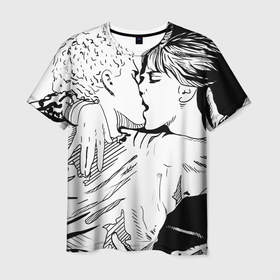 Мужская футболка 3D с принтом Поцелуй смерти в Курске, 100% полиэфир | прямой крой, круглый вырез горловины, длина до линии бедер | bruna kazinoti | kiss | the kiss of death | бруна казиноти | влюбленные | девушка и парень | на крыше | пара | парень и девушка | поцелуй