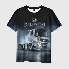 Мужская футболка 3D с принтом Man фура в Белгороде, 100% полиэфир | прямой крой, круглый вырез горловины, длина до линии бедер | man | man truck | man грузовик | truck | trucks | грузовик | грузовики | дальнобои | дальнобой | дальнобойщик | мен | мен грузовик | фура | фуры