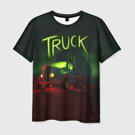 Мужская футболка 3D с принтом Truck neon в Тюмени, 100% полиэфир | прямой крой, круглый вырез горловины, длина до линии бедер | truck | trucks | грузовик | грузовики | дальнобои | дальнобой | дальнобойщик | фура | фуры
