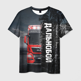 Мужская футболка 3D с принтом Дальнобой  | Red Truck в Петрозаводске, 100% полиэфир | прямой крой, круглый вырез горловины, длина до линии бедер | truck | trucks | грузовик | грузовики | дальнобои | дальнобой | дальнобойщик | фура | фуры