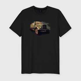 Мужская футболка хлопок Slim с принтом Truck art в Петрозаводске, 92% хлопок, 8% лайкра | приталенный силуэт, круглый вырез ворота, длина до линии бедра, короткий рукав | truck | trucks | грузовик | грузовики | дальнобои | дальнобой | дальнобойщик | фура | фуры