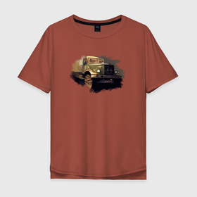 Мужская футболка хлопок Oversize с принтом Truck art в Екатеринбурге, 100% хлопок | свободный крой, круглый ворот, “спинка” длиннее передней части | truck | trucks | грузовик | грузовики | дальнобои | дальнобой | дальнобойщик | фура | фуры