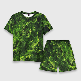 Мужской костюм с шортами 3D с принтом Хвойная масса ,  |  | Тематика изображения на принте: art | елка | зелень | растение | хвойник