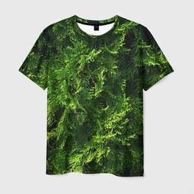 Мужская футболка 3D с принтом Хвойная масса в Тюмени, 100% полиэфир | прямой крой, круглый вырез горловины, длина до линии бедер | art | елка | зелень | растение | хвойник