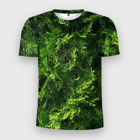 Мужская футболка 3D спортивная с принтом Хвойная масса , 100% полиэстер с улучшенными характеристиками | приталенный силуэт, круглая горловина, широкие плечи, сужается к линии бедра | Тематика изображения на принте: art | елка | зелень | растение | хвойник