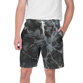 Мужские шорты 3D с принтом Лунный камень в Екатеринбурге,  полиэстер 100% | прямой крой, два кармана без застежек по бокам. Мягкая трикотажная резинка на поясе, внутри которой широкие завязки. Длина чуть выше колен | art | бетон | булыжник | луна | текстура | трещина