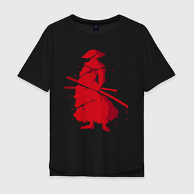 Мужская футболка хлопок Oversize с принтом Кровь самурая в Белгороде, 100% хлопок | свободный крой, круглый ворот, “спинка” длиннее передней части | буси | воин | кровь | кровь самурая | самурай | шпион | япония