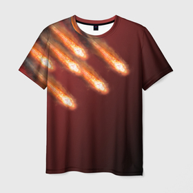 Мужская футболка 3D с принтом Падение комет в Новосибирске, 100% полиэфир | прямой крой, круглый вырез горловины, длина до линии бедер | asteroid | comet | астероид | комета