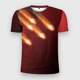 Мужская футболка 3D спортивная с принтом Падение комет в Кировске, 100% полиэстер с улучшенными характеристиками | приталенный силуэт, круглая горловина, широкие плечи, сужается к линии бедра | asteroid | comet | астероид | комета