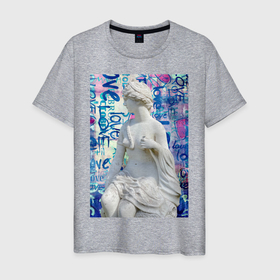 Мужская футболка хлопок с принтом Street motive в Курске, 100% хлопок | прямой крой, круглый вырез горловины, длина до линии бедер, слегка спущенное плечо. | граффити | девушка | женщина | искусство | картина | скульптура | статуя | узоры | уличный стиль