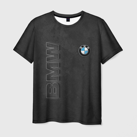 Мужская футболка 3D с принтом BMW LOGO AND INSCRIPTION в Петрозаводске, 100% полиэфир | прямой крой, круглый вырез горловины, длина до линии бедер | bmw | авто | автомобиль | бмв | логотип | марка | машина | надпись | текстура