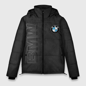 Мужская зимняя куртка 3D с принтом BMW LOGO AND INSCRIPTION в Санкт-Петербурге, верх — 100% полиэстер; подкладка — 100% полиэстер; утеплитель — 100% полиэстер | длина ниже бедра, свободный силуэт Оверсайз. Есть воротник-стойка, отстегивающийся капюшон и ветрозащитная планка. 

Боковые карманы с листочкой на кнопках и внутренний карман на молнии. | Тематика изображения на принте: bmw | авто | автомобиль | бмв | логотип | марка | машина | надпись | текстура