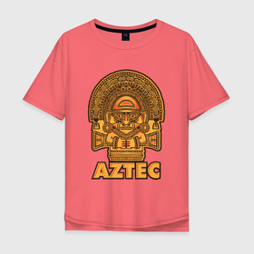 Мужская футболка хлопок Oversize с принтом Aztec Ацтеки , 100% хлопок | свободный крой, круглый ворот, “спинка” длиннее передней части | ацтеки | ацтекская империя | индеец | индейцы | символ | фигурка