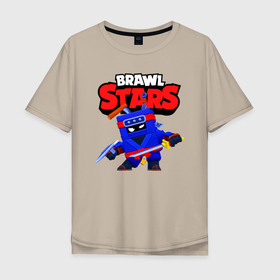 Мужская футболка хлопок Oversize с принтом Ниндзя Ash Brawl Stars Эш  в Тюмени, 100% хлопок | свободный крой, круглый ворот, “спинка” длиннее передней части | ash | brawl | brawl stars | brawlstars | brawl_stars | аш | бравл | бравлстарс | эш
