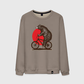 Мужской свитшот хлопок с принтом Медведь на велосиеде , 100% хлопок |  | Тематика изображения на принте: вело | велосипед | медведь | солнце | спорт | япония
