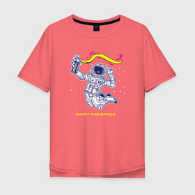 Мужская футболка хлопок Oversize с принтом Рисуй в космосе в Кировске, 100% хлопок | свободный крой, круглый ворот, “спинка” длиннее передней части | балончик | граффити | космос | краски | рисунки