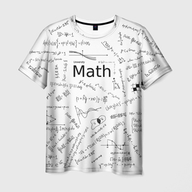 Мужская футболка 3D с принтом University Math , 100% полиэфир | прямой крой, круглый вырез горловины, длина до линии бедер | Тематика изображения на принте: math | university | математика | универ | формулы