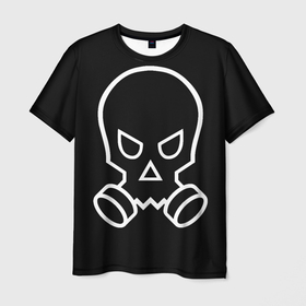 Мужская футболка 3D с принтом череп с противогазом в Кировске, 100% полиэфир | прямой крой, круглый вырез горловины, длина до линии бедер | Тематика изображения на принте: апокалипсис | противогаз | череп | черный
