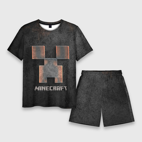 Мужской костюм с шортами 3D с принтом MINECRAFT TEXTURE IRON в Курске,  |  | creeper | game | minecraft | железо | игра | компьютерная | крипер | криппер | майн | майнкрафт | текстура