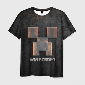 Мужская футболка 3D с принтом MINECRAFT TEXTURE IRON в Екатеринбурге, 100% полиэфир | прямой крой, круглый вырез горловины, длина до линии бедер | Тематика изображения на принте: creeper | game | minecraft | железо | игра | компьютерная | крипер | криппер | майн | майнкрафт | текстура