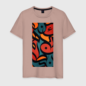 Мужская футболка хлопок с принтом Arabic Rain в Кировске, 100% хлопок | прямой крой, круглый вырез горловины, длина до линии бедер, слегка спущенное плечо. | арабский стиль | из арабских букв | разноцветный