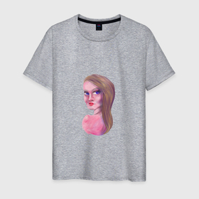 Мужская футболка хлопок с принтом рисунок девушки в Тюмени, 100% хлопок | прямой крой, круглый вырез горловины, длина до линии бедер, слегка спущенное плечо. | девушка | нарисованная девушка | портрет | рисунок девушки