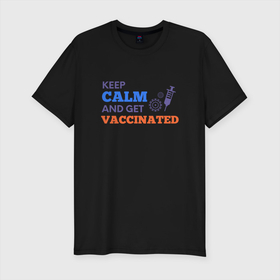 Мужская футболка хлопок Slim с принтом Вакцинируйся в Тюмени, 92% хлопок, 8% лайкра | приталенный силуэт, круглый вырез ворота, длина до линии бедра, короткий рукав | coronavirus | covid19 | virus | вакцина | вакцинация | вирус | грипп | заражение | здоровье | иммунитет | инфекция | карантин | корона | коронавирус | маска | пандемия | прививка | самоизоляция | спутник
