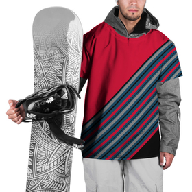 Накидка на куртку 3D с принтом Абстрактный асимметричный  в Новосибирске, 100% полиэстер |  | асимметричный | комбинированный | косые полосы | красный | красный и синий | креативный | модный | молодежный | мужской | синие полосы