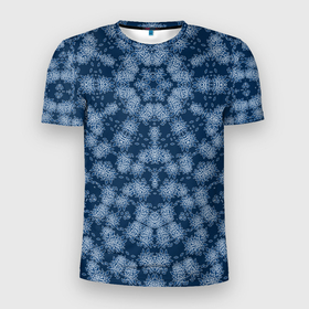 Мужская футболка 3D спортивная с принтом Модный  абстрактный узор  в Курске, 100% полиэстер с улучшенными характеристиками | приталенный силуэт, круглая горловина, широкие плечи, сужается к линии бедра | Тематика изображения на принте: калейдоскоп | летний | модный | молодежный | пляжный рисунок | синий | современный | цветочный орнамент