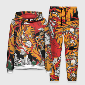 Мужской костюм 3D (с толстовкой) с принтом Самурайский тигр ,  |  | воин | год тигра | закат | крупная кошка | полосы | тигр | тигриная лапа | хищник