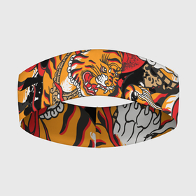 Повязка на голову 3D с принтом Самурайский тигр ,  |  | воин | год тигра | закат | крупная кошка | полосы | тигр | тигриная лапа | хищник