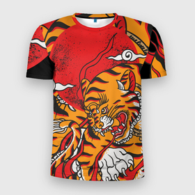 Мужская футболка 3D спортивная с принтом Год тигра , 100% полиэстер с улучшенными характеристиками | приталенный силуэт, круглая горловина, широкие плечи, сужается к линии бедра | год  тигра | дикий | звери | кошки | полосы | тигр | тигровые мотивы | хищник