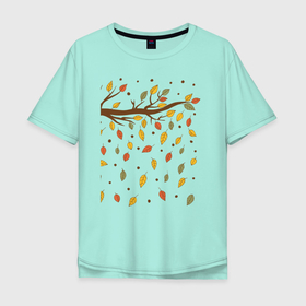 Мужская футболка хлопок Oversize с принтом Листья в Белгороде, 100% хлопок | свободный крой, круглый ворот, “спинка” длиннее передней части | время года | листья | осень | природа | рисунок