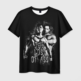 Мужская футболка 3D с принтом The lost of ass SF 3D в Курске, 100% полиэфир | прямой крой, круглый вырез горловины, длина до линии бедер | ван даркхолм | двое | лост оф асс | мышцы | черно белый