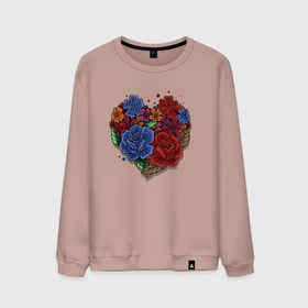 Мужской свитшот хлопок с принтом Цветочное сердце в Курске, 100% хлопок |  | colorful | love | иллюстрация | роза | цветок | цветы