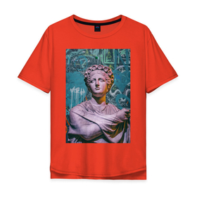 Мужская футболка хлопок Oversize с принтом Hera Barberini в Кировске, 100% хлопок | свободный крой, круглый ворот, “спинка” длиннее передней части | граффити | девушка | женщина | картина | надписи | скульптура | статуя | юнона барберини