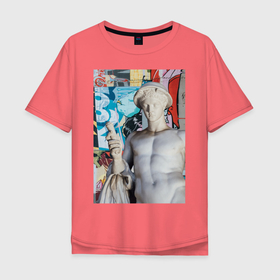 Мужская футболка хлопок Oversize с принтом Sage в Екатеринбурге, 100% хлопок | свободный крой, круглый ворот, “спинка” длиннее передней части | граффити | краска | мужчина | пракситель | свиток | скульптура | статуя | торс | узоры | уличный стиль