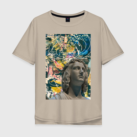 Мужская футболка хлопок Oversize с принтом Afrodita в Тюмени, 100% хлопок | свободный крой, круглый ворот, “спинка” длиннее передней части | Тематика изображения на принте: афродита | граффити | картина | рисунок | скульптура | статуя | узоры | уличный стиль