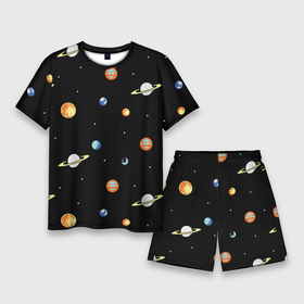 Мужской костюм с шортами 3D с принтом Планеты в космосе в Петрозаводске,  |  | венера | звезды | земля | иллюстрация | космос | паттерн | планеты | рисунок | сатурн | черный | юпитер